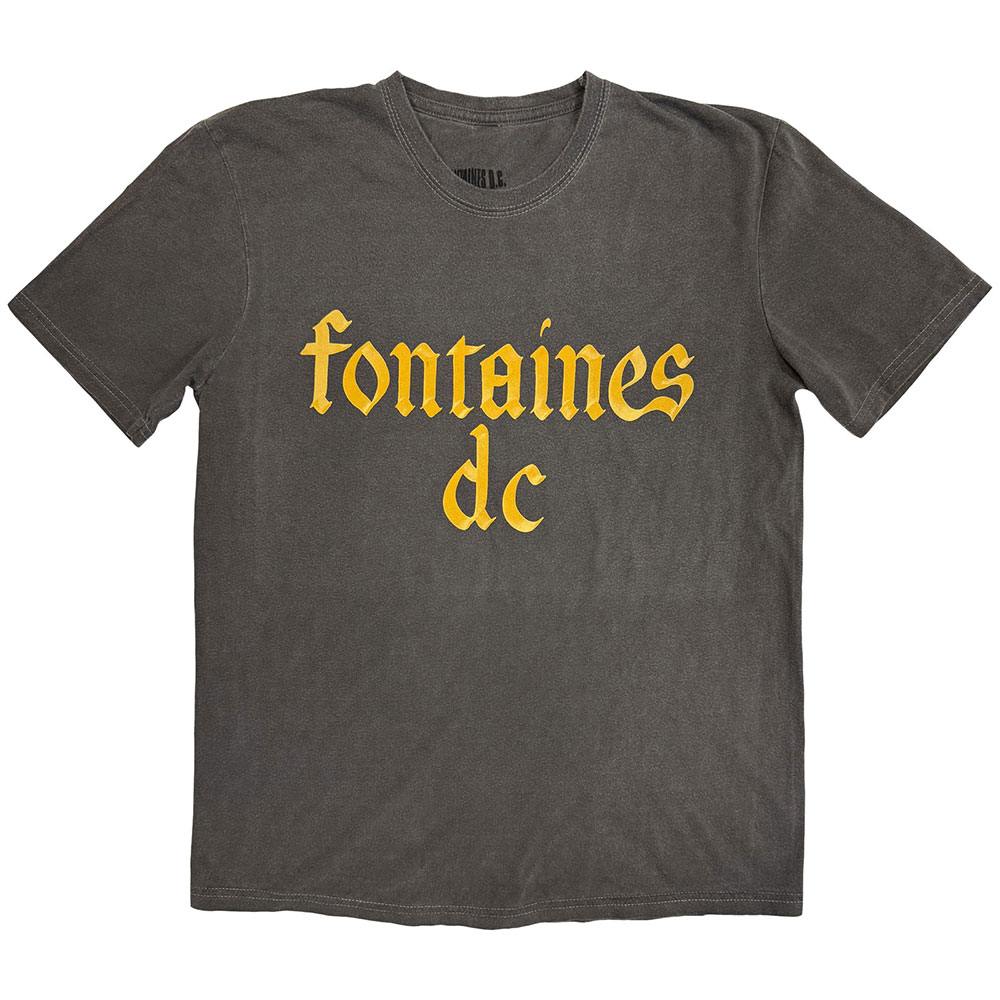 Fontaines D.C. - Gothic Logo Stone Wash Mens Tshirt - Grey